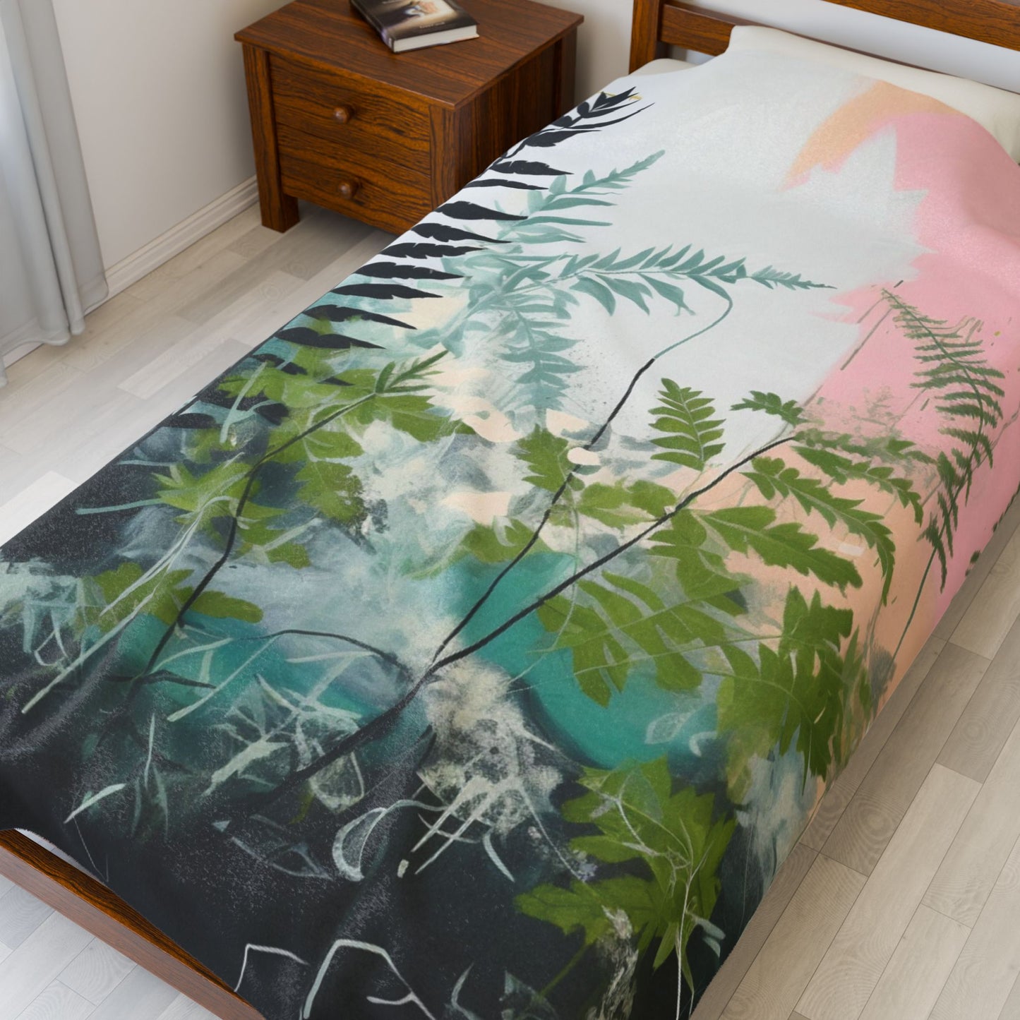 Botanical Abstract Blanket — Soft Floral Throw