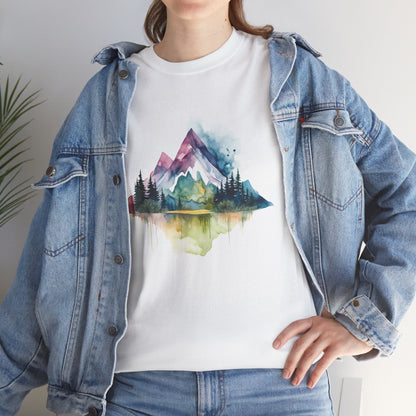 Watercolour Mountain Landscape TShirt - Nature Lover Shirt