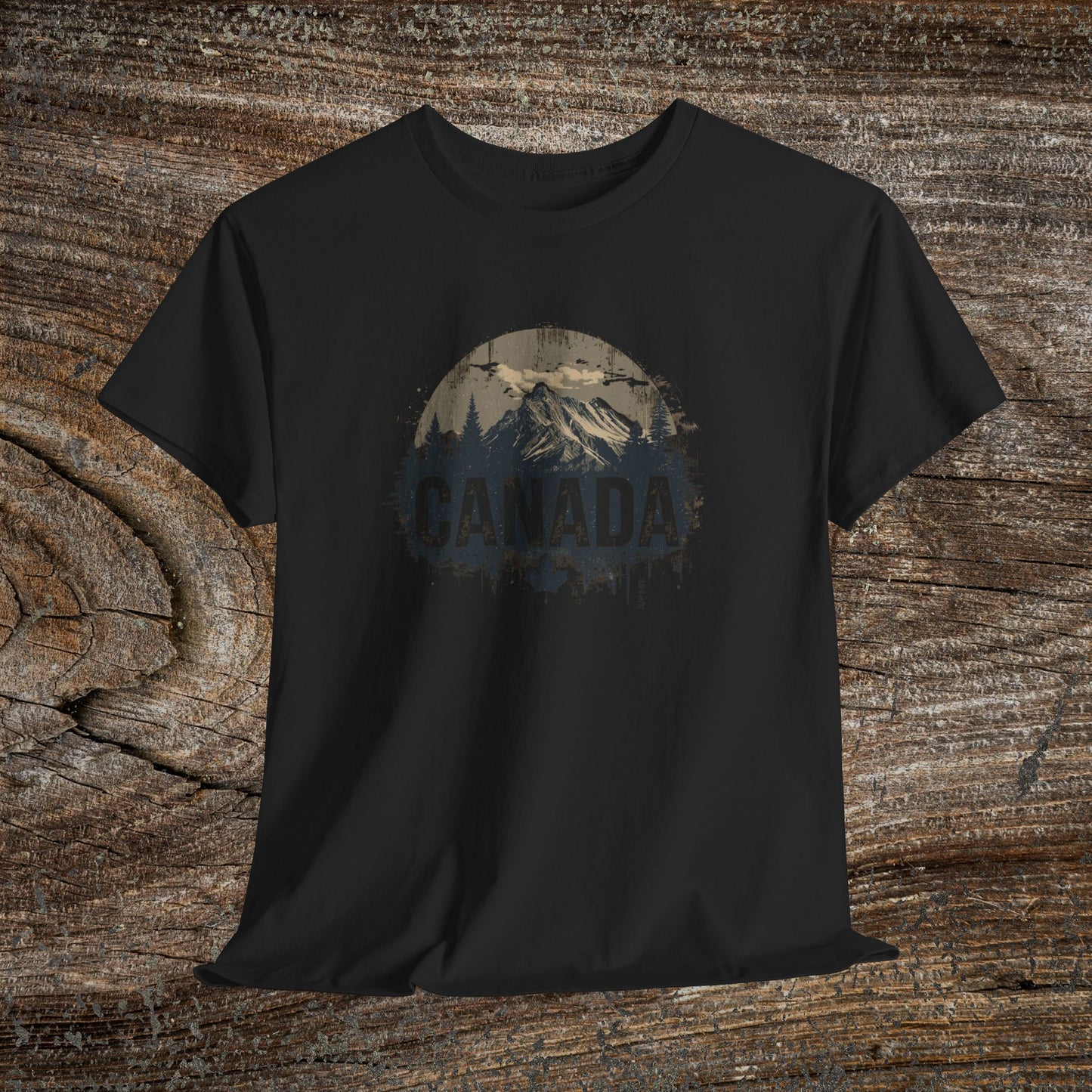 Rustic Canadian Landscape T-Shirt — Distressed Canada Tee