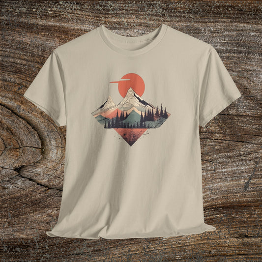 Vintage Retro Mountain TShirt - Trendy Mountain Landscape Shirt