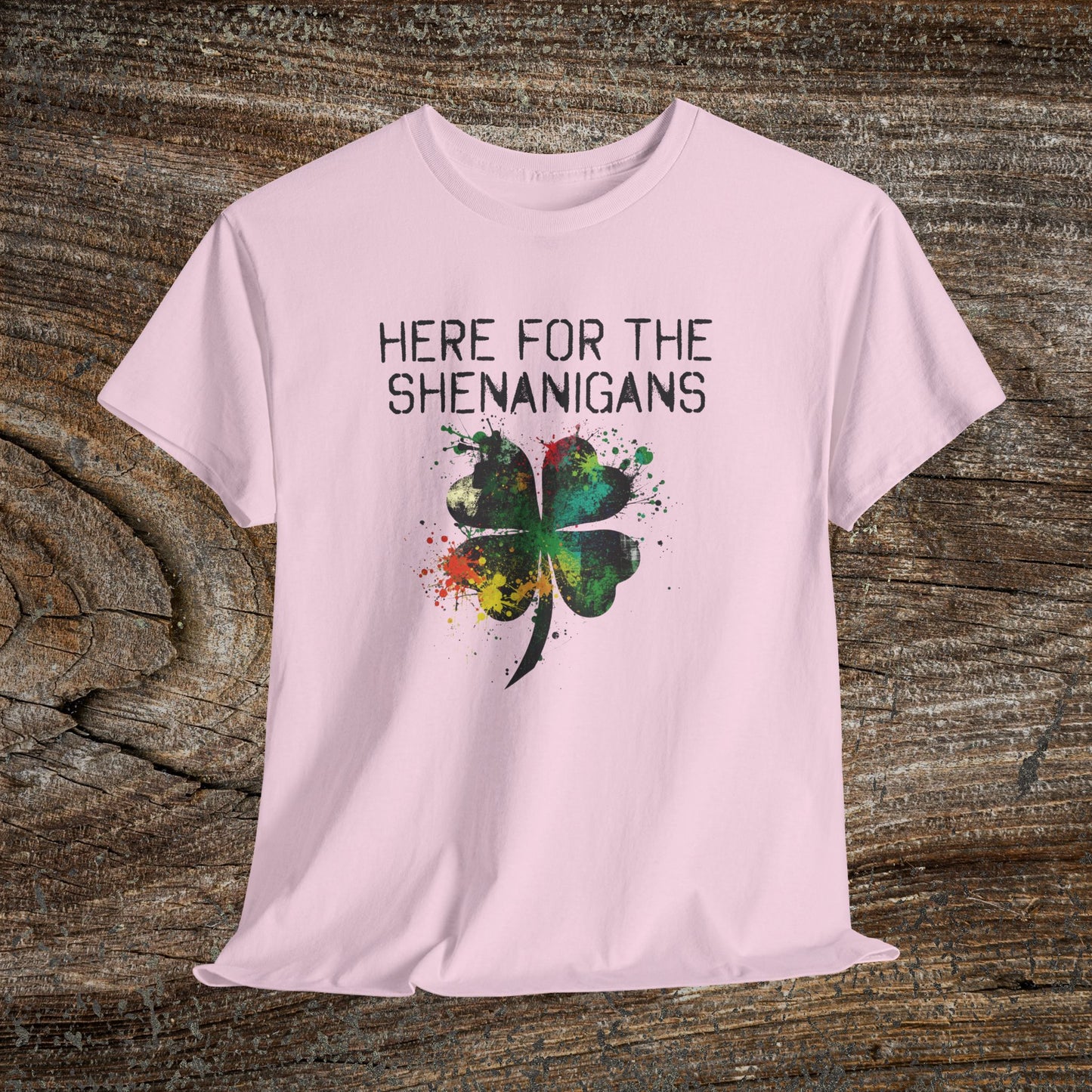 Grunge Clover 'Here For The Shenanigans' St. Patrick's Day Tee