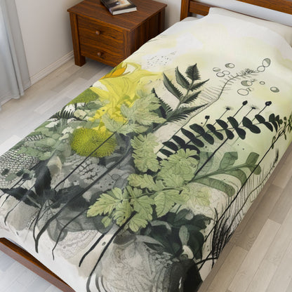 Botanical Abstract Blanket — Soft Floral Throw