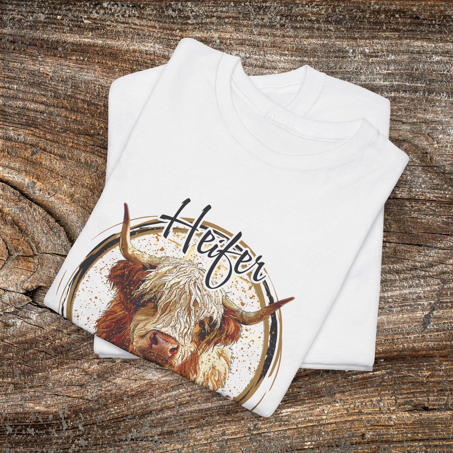 Heifer Please Retro Grunge Cow T-Shirt — Boho Funny Farm Animal Tee