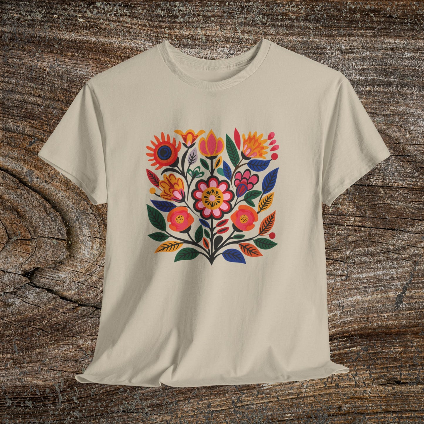 Retro Vibrant Botanical Flower T-Shirt — Nature Lover Gift