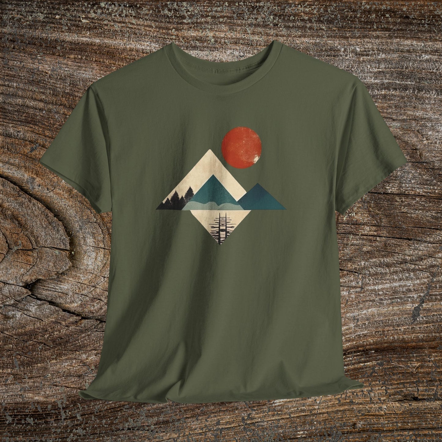 Boho Mountain T-Shirt — Vintage Abstract Mountain Landscape Tee