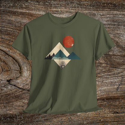 Boho Mountain T-Shirt — Vintage Abstract Mountain Landscape Tee