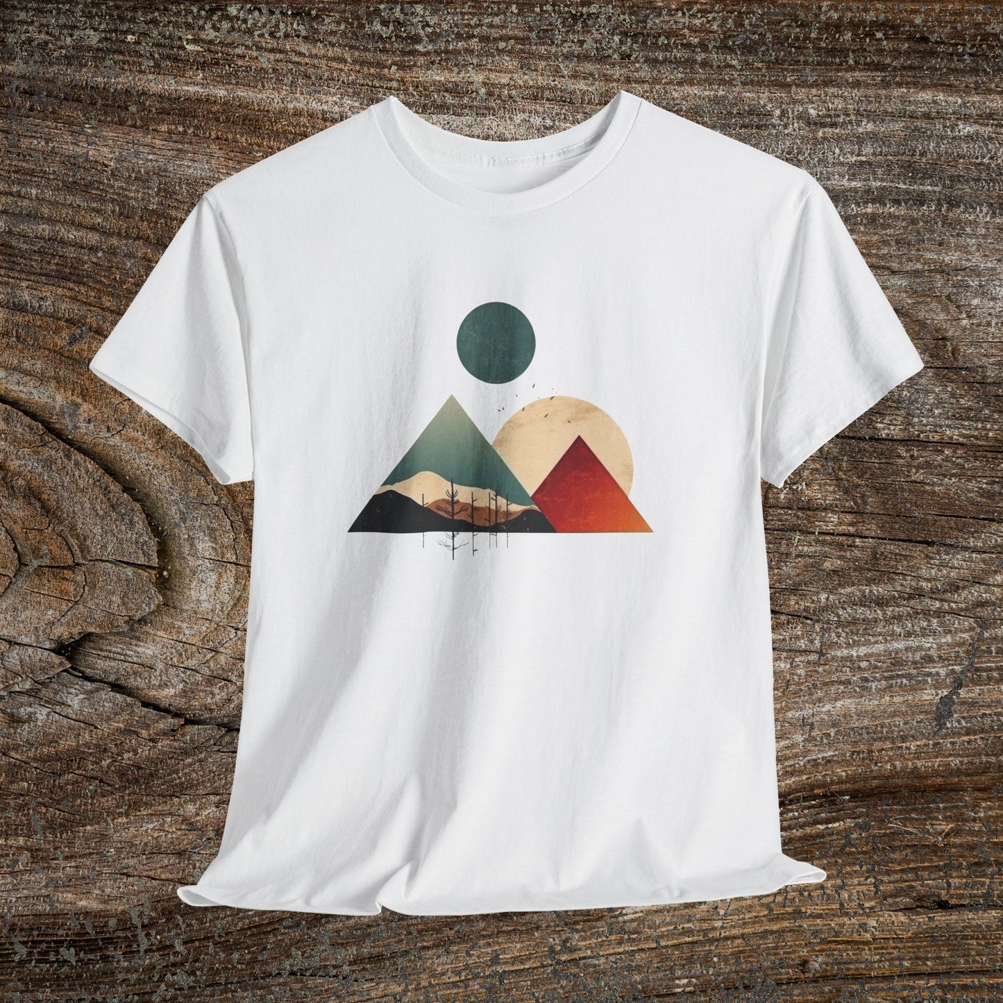 Boho Mountain T-Shirt — Vintage Abstract Mountain Landscape Tee