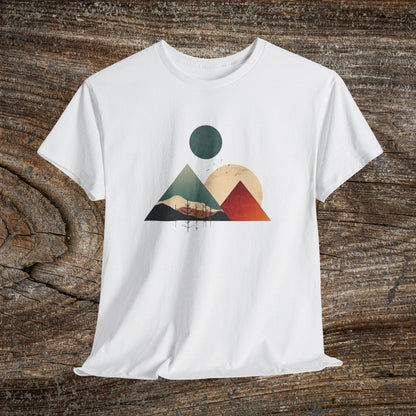 Boho Mountain T-Shirt — Vintage Abstract Mountain Landscape Tee