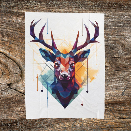 Deer Geometric Velveteen Plush Blanket — Abstract Throw