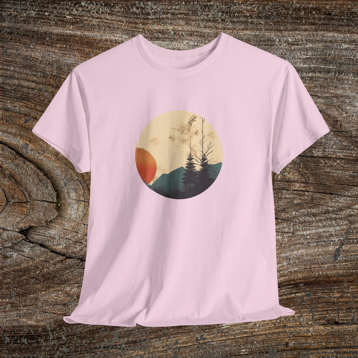 Retro Boho Mountain T-Shirt — Abstract Mountain Landscape, Nature Lover Gift