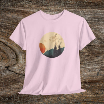 Retro Boho Mountain T-Shirt — Abstract Mountain Landscape, Nature Lover Gift