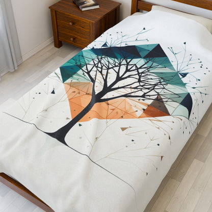 Abstract Tree Blanket — Neutral Minimalist Throw