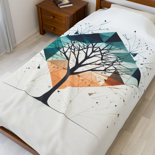 Abstract Tree Blanket — Neutral Minimalist Throw