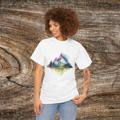 Watercolour Mountain Landscape TShirt - Nature Lover Shirt