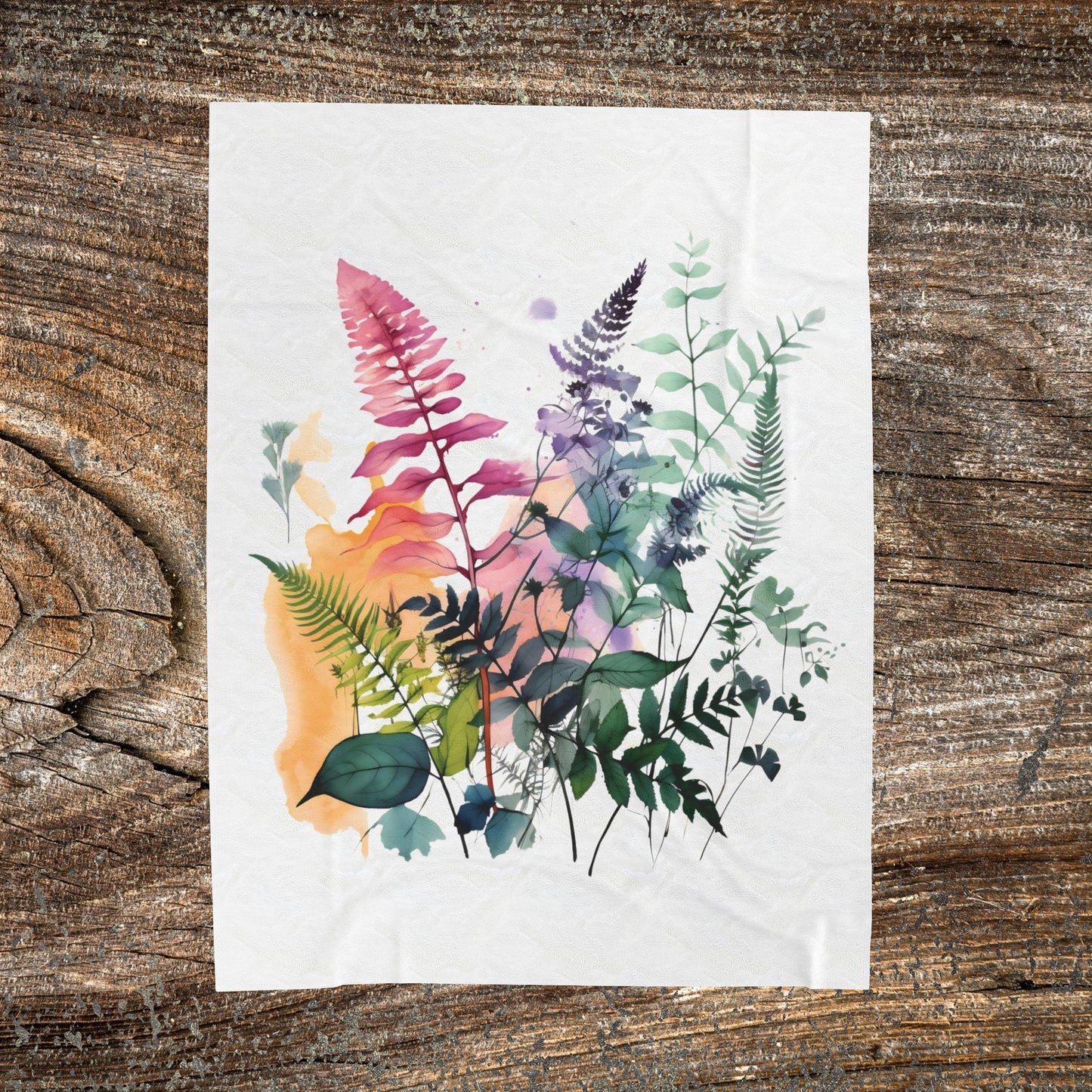 Watercolour Botanical Blanket — Soft Floral Abstract Throw
