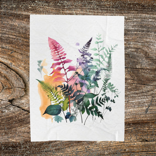 Watercolour Botanical Blanket — Soft Floral Abstract Throw