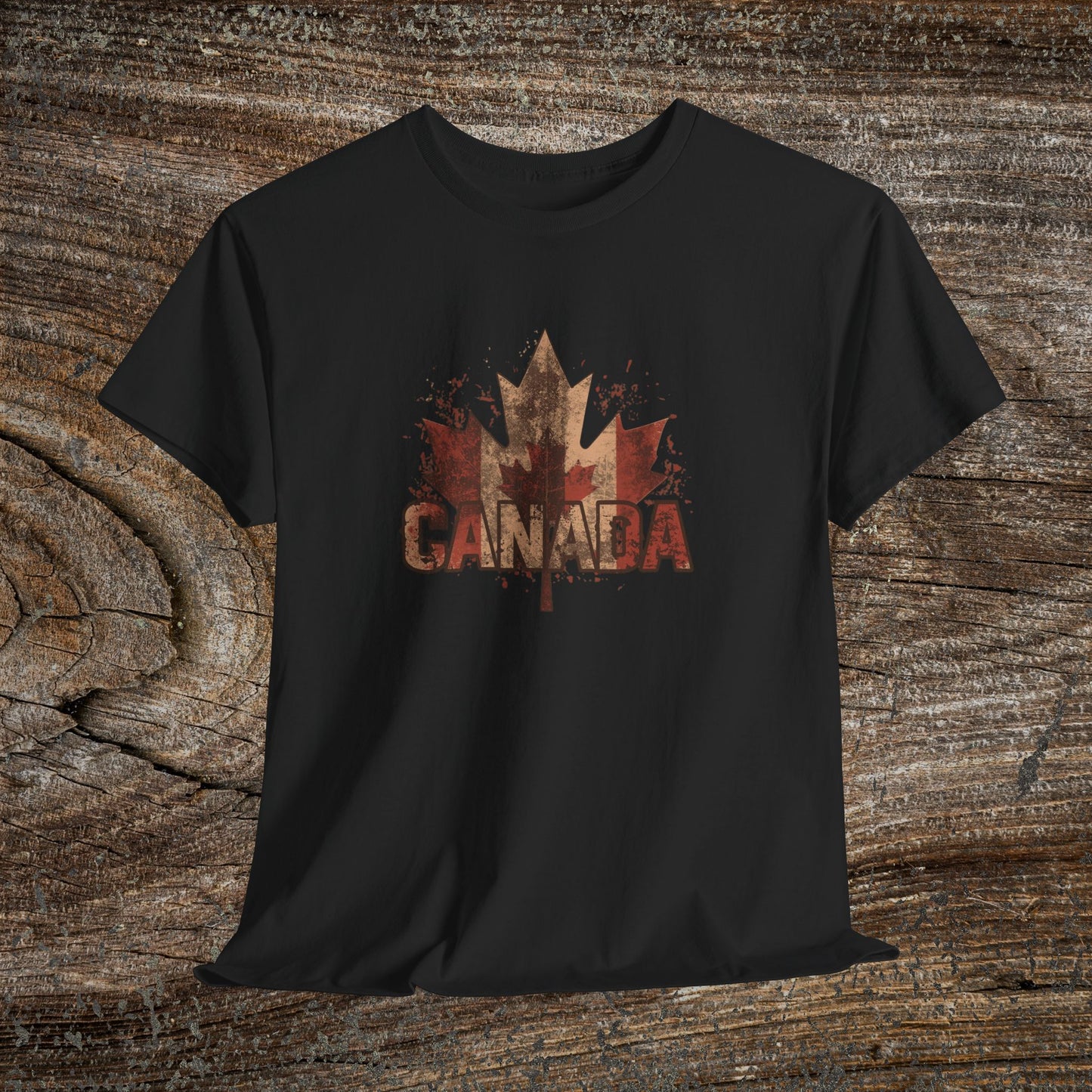 Rustic Canadian Maple Leaf T-Shirt — Grunge Canada Tee