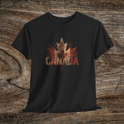 Rustic Canadian Maple Leaf T-Shirt — Grunge Canada Tee