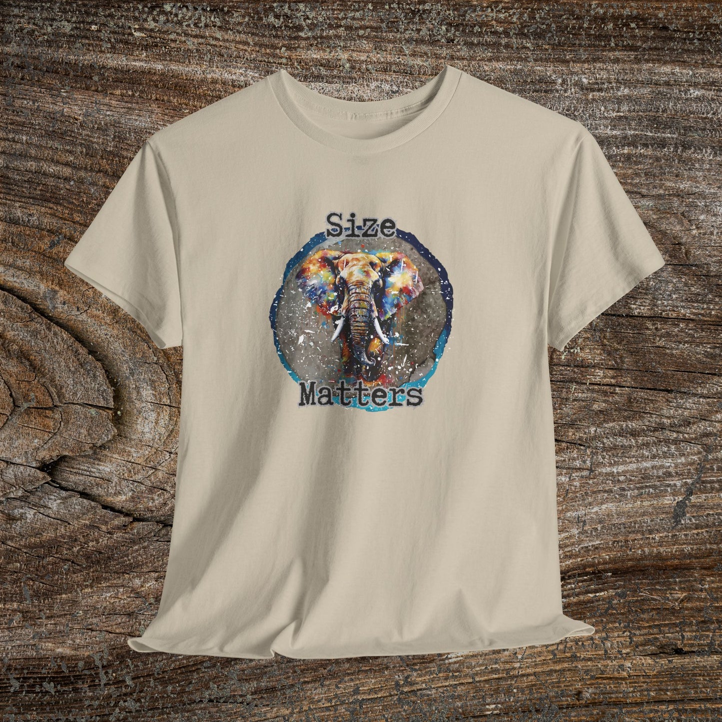 Grunge 'Size Matters' Elephant T-Shirt — Vintage Elephant Graphic Tee