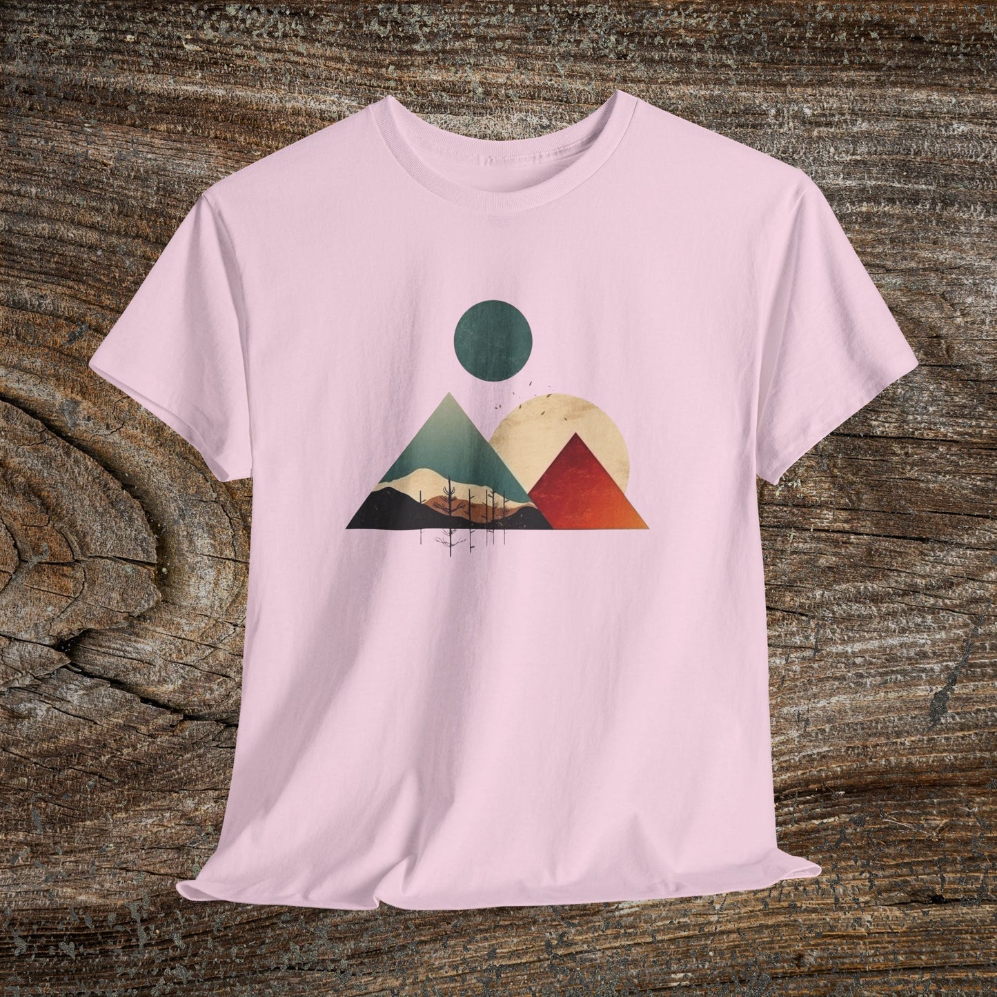 Boho Mountain T-Shirt — Vintage Abstract Mountain Landscape Tee