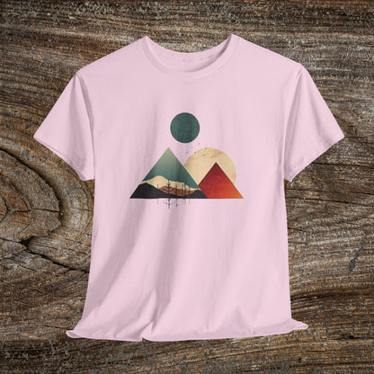 Boho Mountain T-Shirt — Vintage Abstract Mountain Landscape Tee
