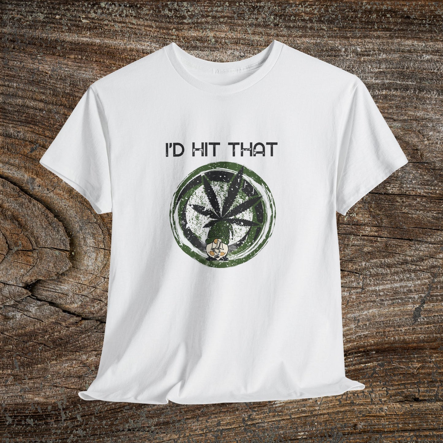 Retro Weed Gnome Marijuana 420 TShirt - "I'd Hit That" - Funny Grunge Stoner Gift