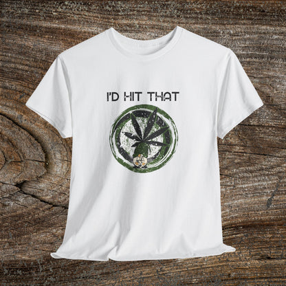 Retro Weed Gnome Marijuana 420 TShirt - "I'd Hit That" - Funny Grunge Stoner Gift