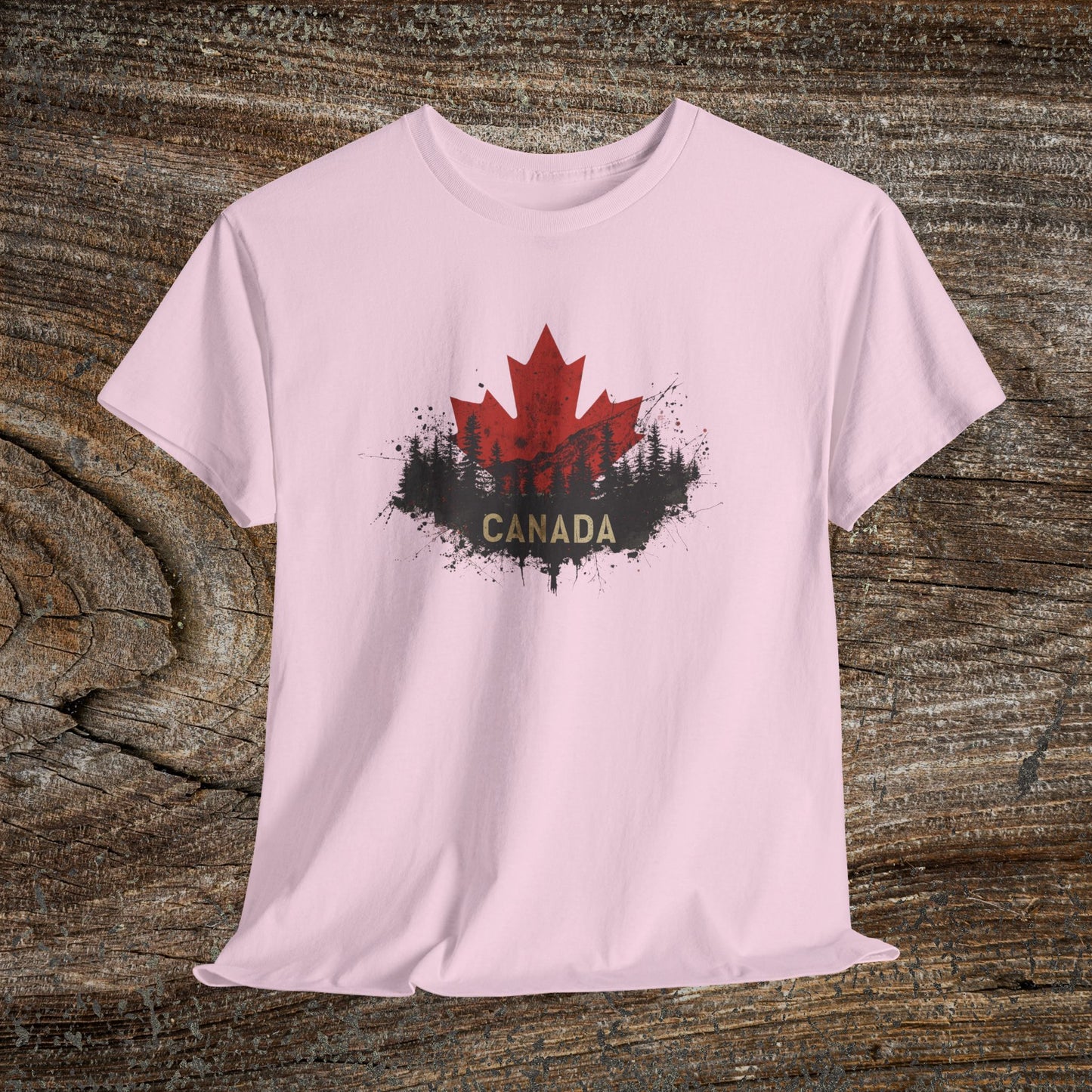 Rustic Canadian Maple Leaf T-Shirt — Grunge Canada Landscape Tee