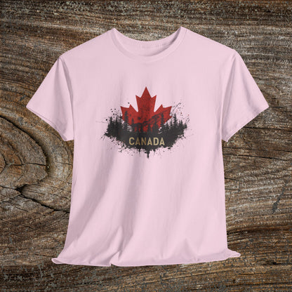 Rustic Canadian Maple Leaf T-Shirt — Grunge Canada Landscape Tee