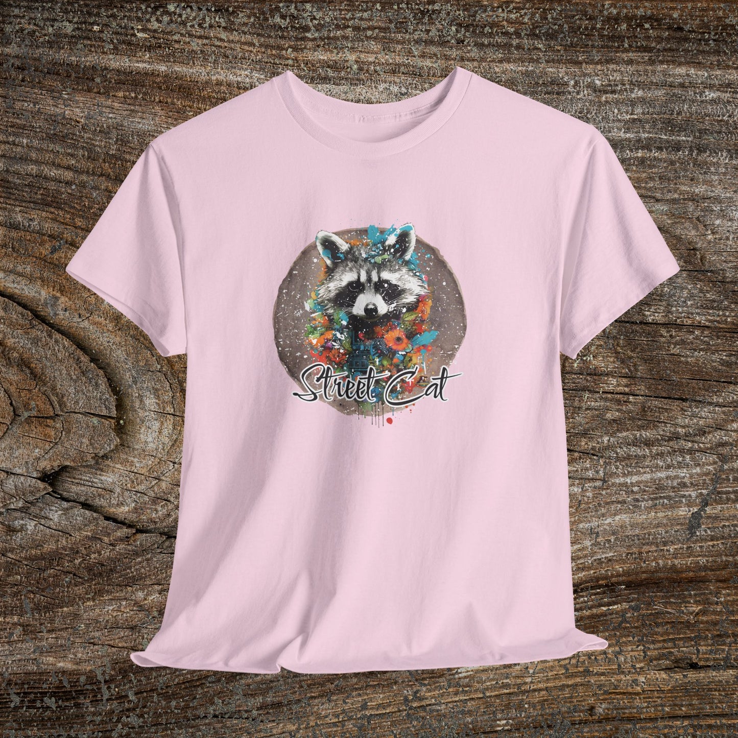 Vintage 'Street Cat' Raccoon T-Shirt — Funny Retro Wildlife Tee