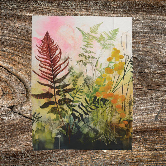 Botanical Abstract Blanket — Soft Floral Throw