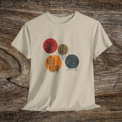 Retro Boho Cactus T-Shirt — Abstract Desert Tee