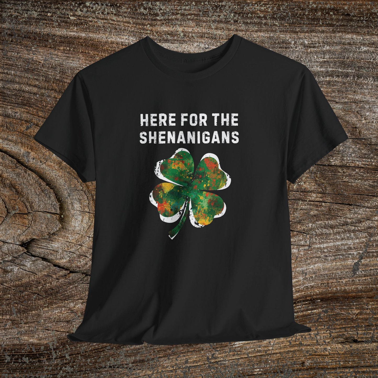 Grunge Clover 'Here For The Shenanigans' St. Patrick's Day Tee