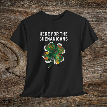 Grunge Clover 'Here For The Shenanigans' St. Patrick's Day Tee