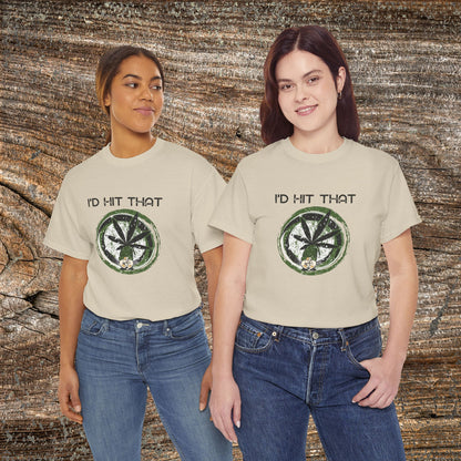 Retro Weed Gnome Marijuana 420 TShirt - "I'd Hit That" - Funny Grunge Stoner Gift