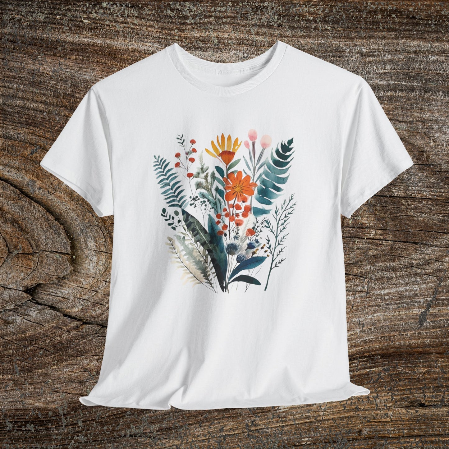 Vintage Watercolour  Floral TShirt — Botanical Graphic T-Shirt