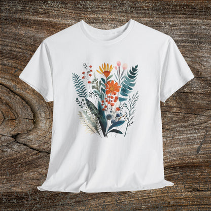 Vintage Watercolour  Floral TShirt — Botanical Graphic T-Shirt