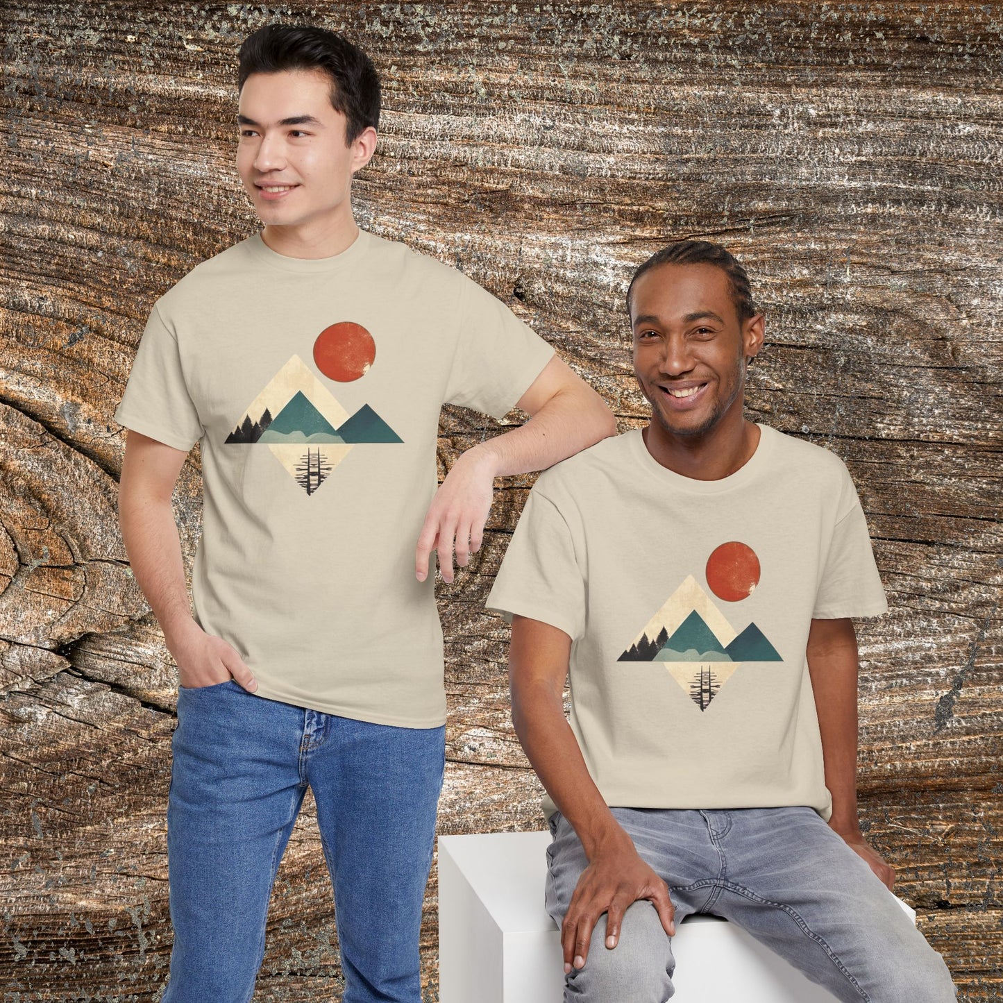 Boho Mountain T-Shirt — Vintage Abstract Mountain Landscape Tee