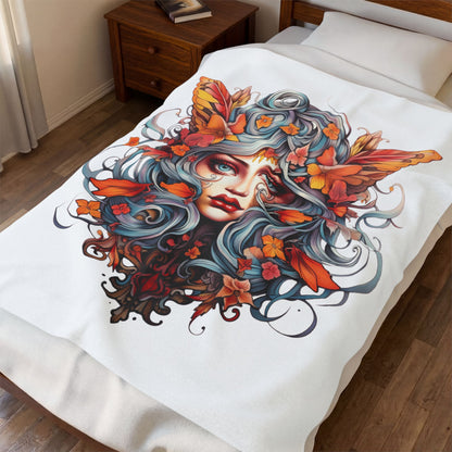 Autumn Fairy Goddess Blanket - Cozy Illustration Throw