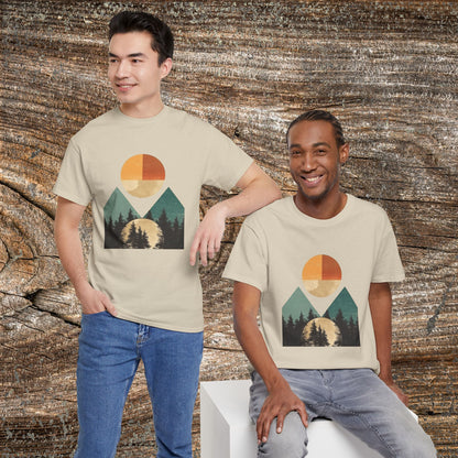 Boho Mountain T-Shirt — Vintage Abstract Mountain Landscape Tee