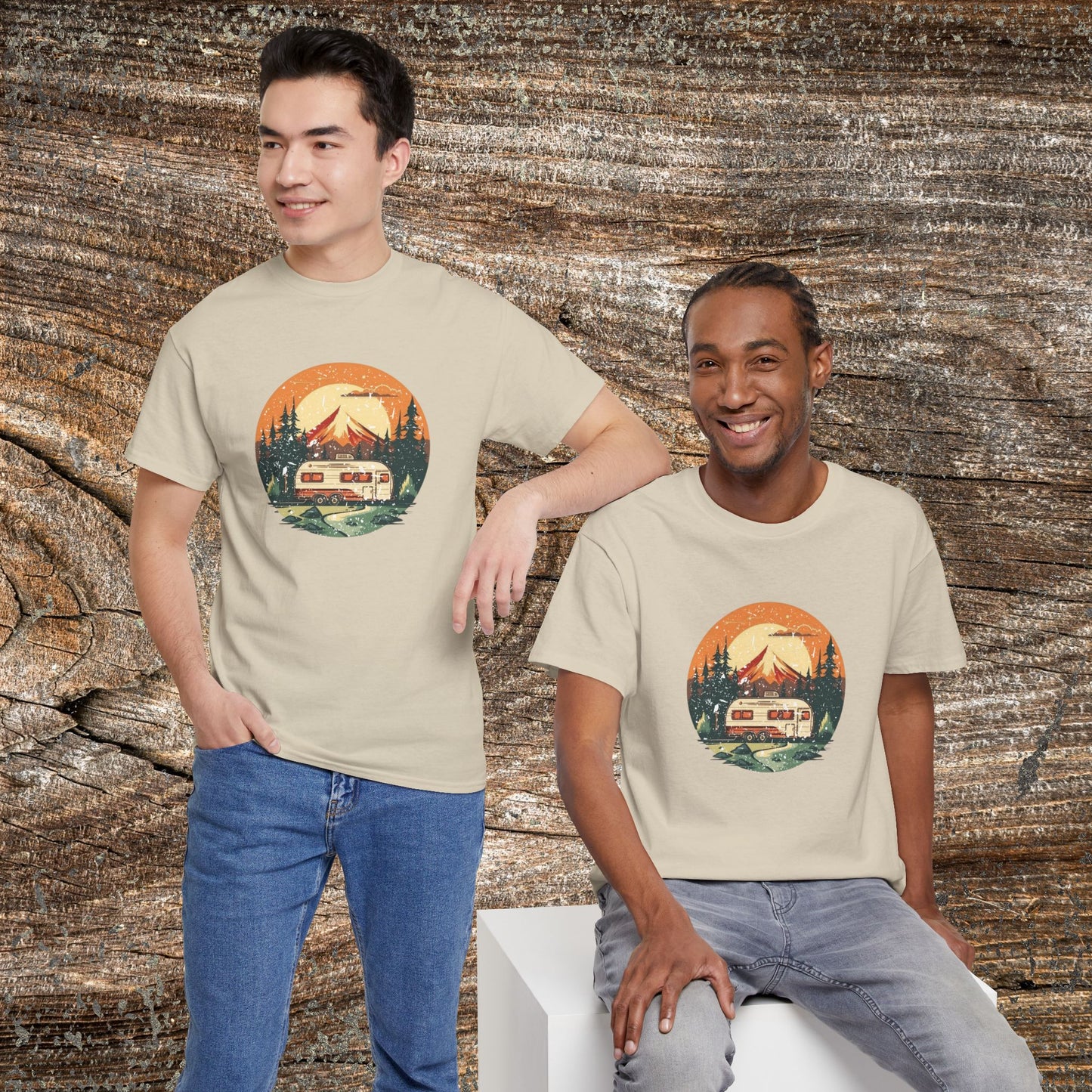 Camping Sunset T-Shirt — Retro Mountain Camper Tee
