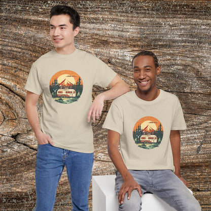 Camping Sunset T-Shirt — Retro Mountain Camper Tee