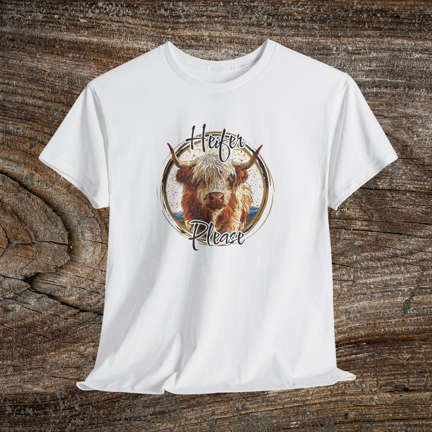 Heifer Please Retro Grunge Cow T-Shirt — Boho Funny Farm Animal Tee