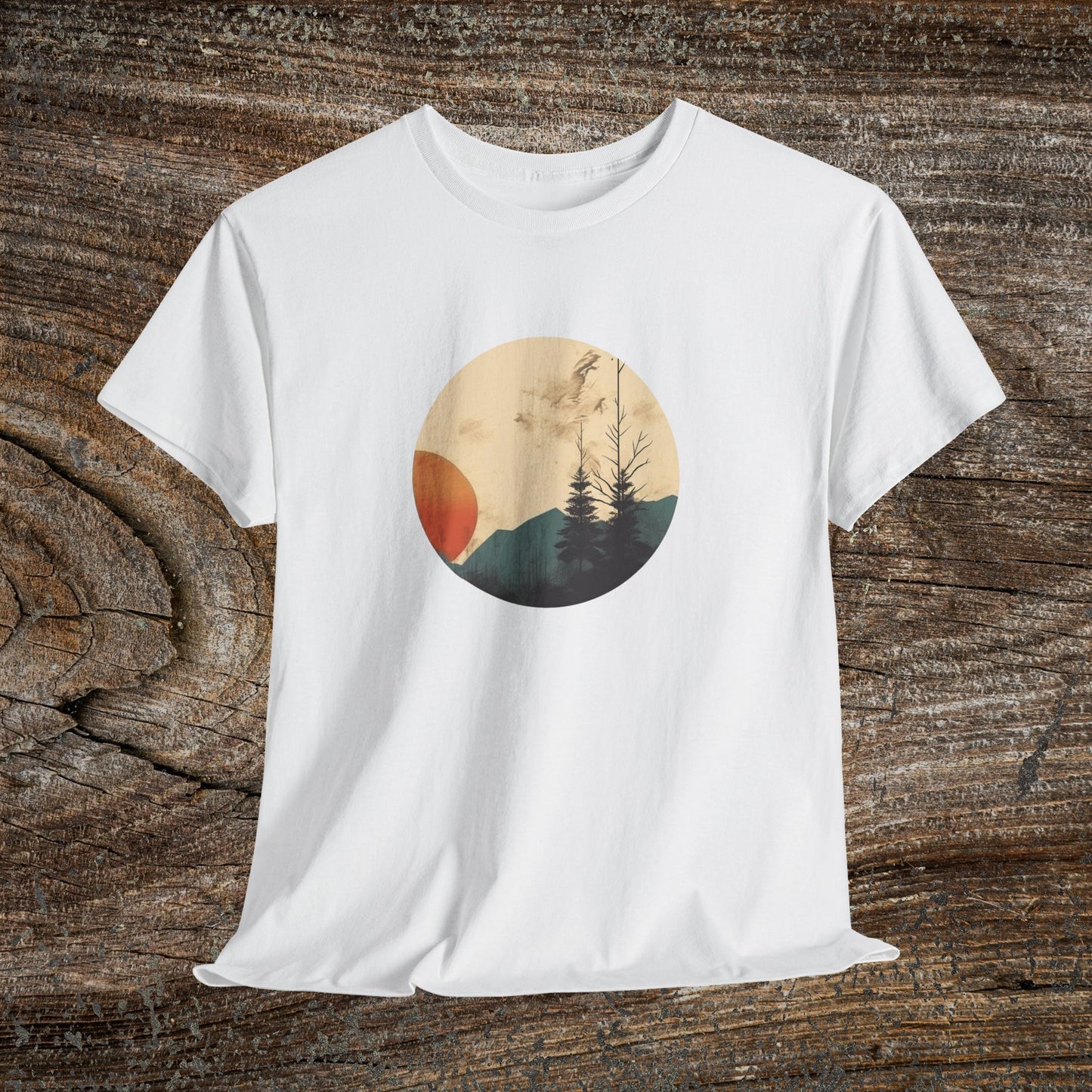 Retro Boho Mountain T-Shirt — Abstract Mountain Landscape, Nature Lover Gift