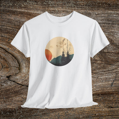 Retro Boho Mountain T-Shirt — Abstract Mountain Landscape, Nature Lover Gift
