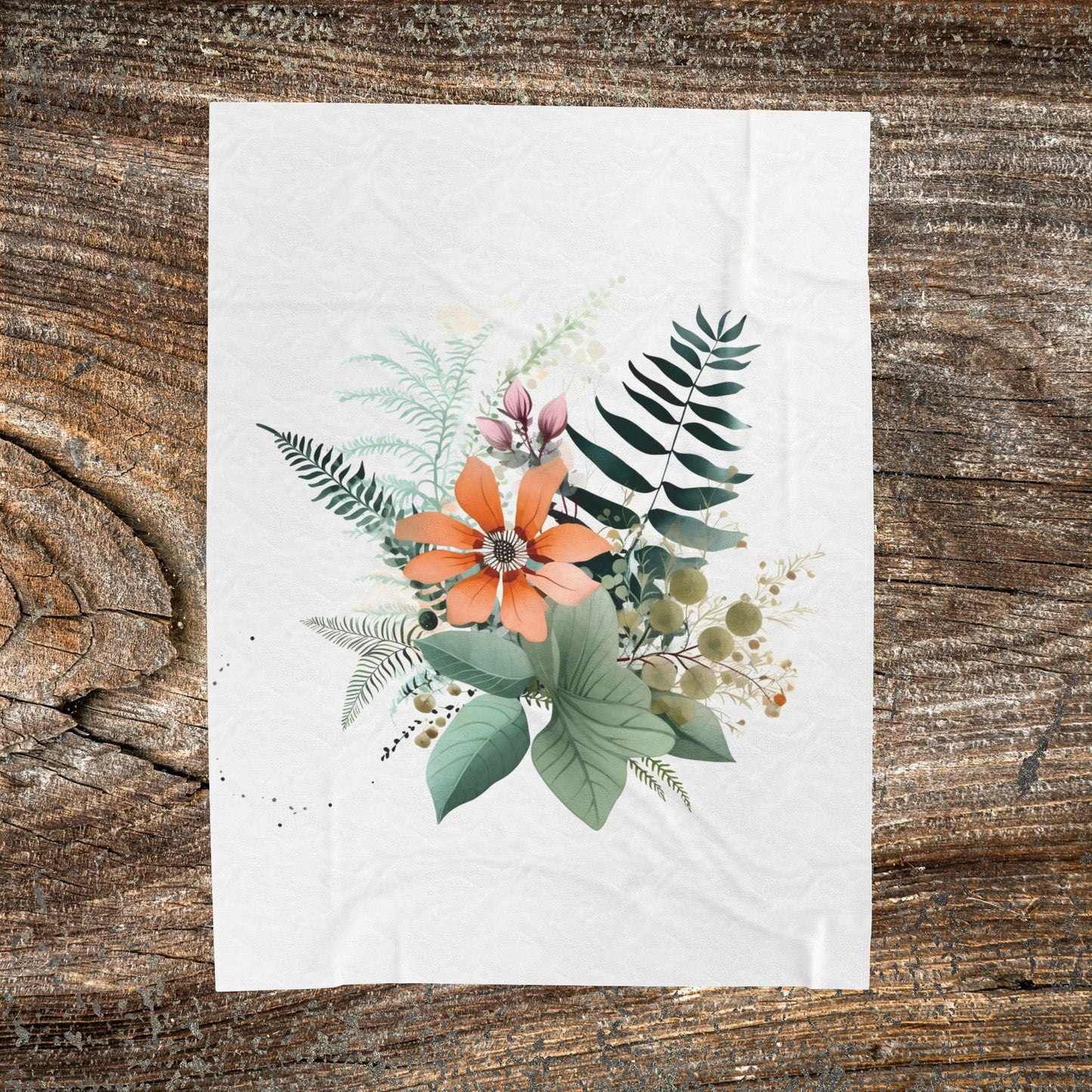 Botanical Abstract Blanket — Soft Floral Throw