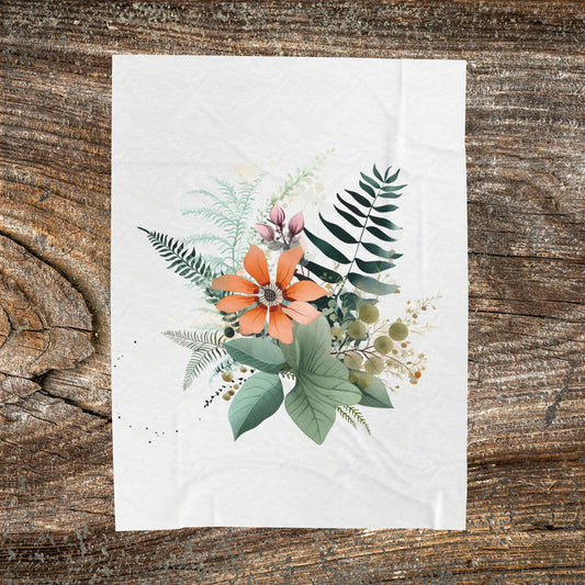 Botanical Abstract Blanket — Soft Floral Throw