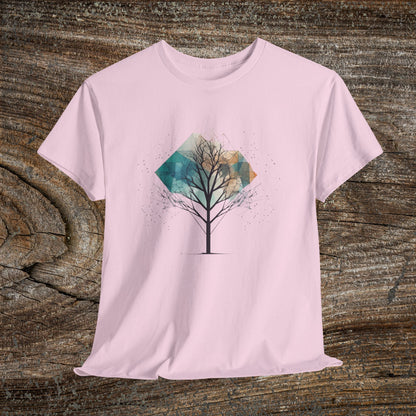 Geometric Minimalist Tree T-Shirt — Abstract Nature Lover Gift
