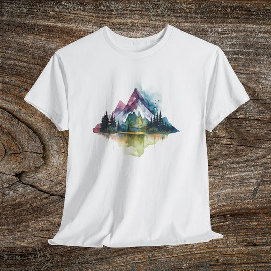 Watercolour Mountain Landscape TShirt - Nature Lover Shirt