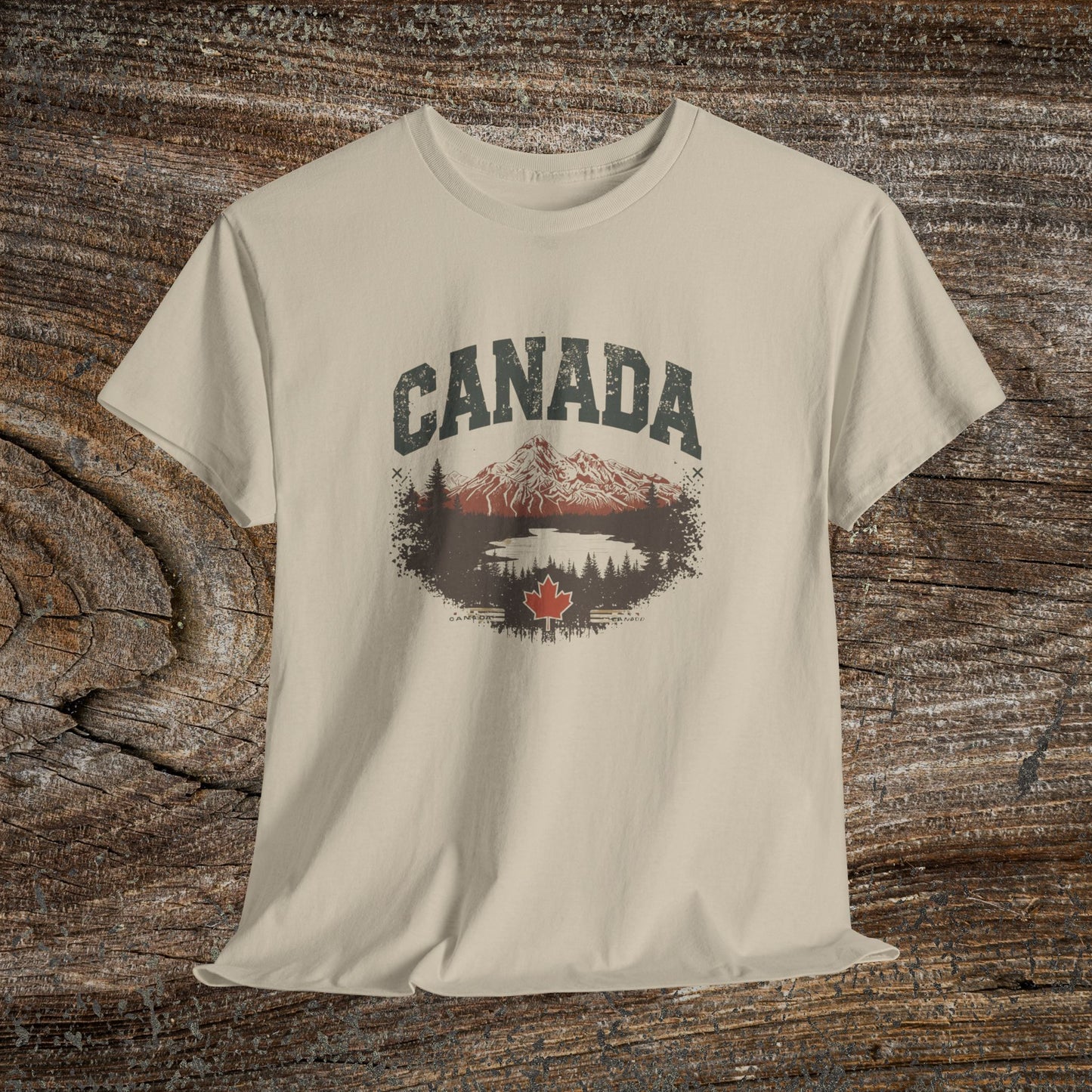 Rustic Canadian Landscape T-Shirt — Distressed Canada Tee